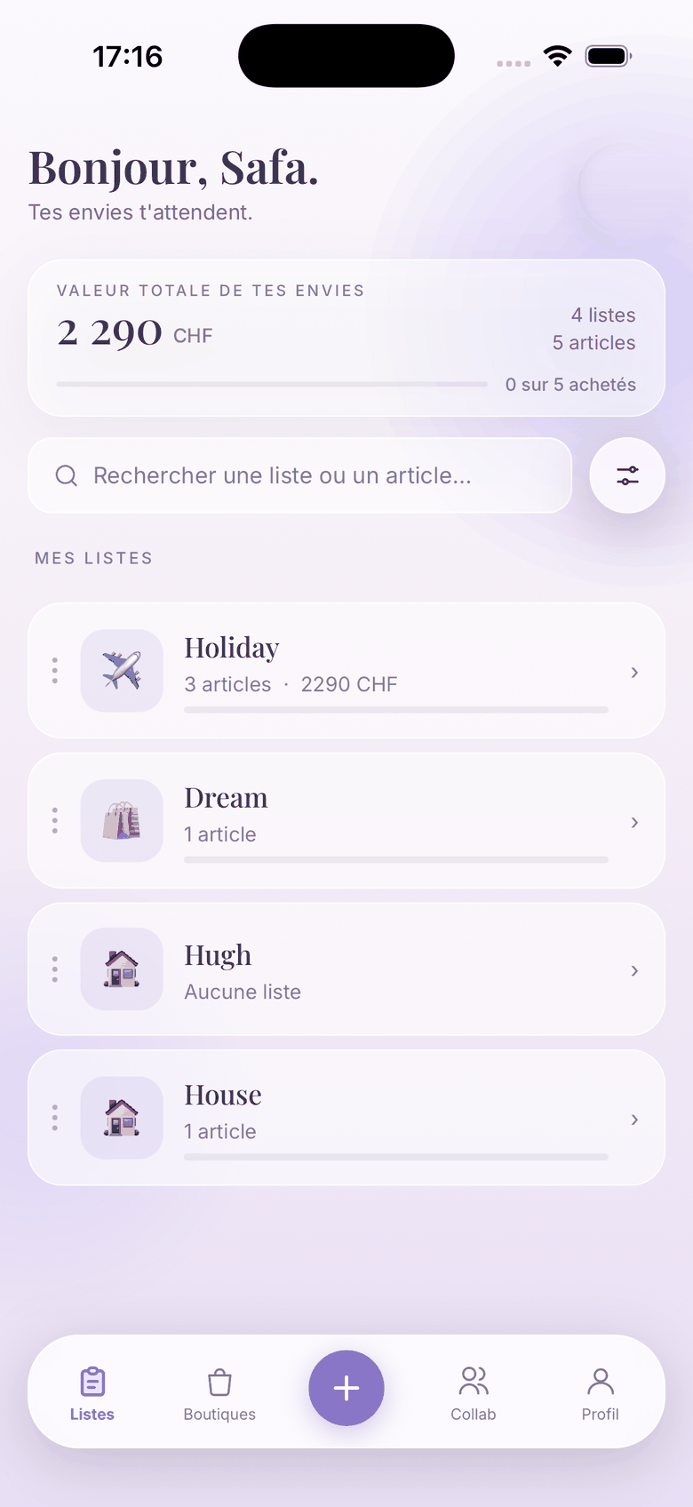 Application Wishi : créer et partager des listes d'envies sur iPhone